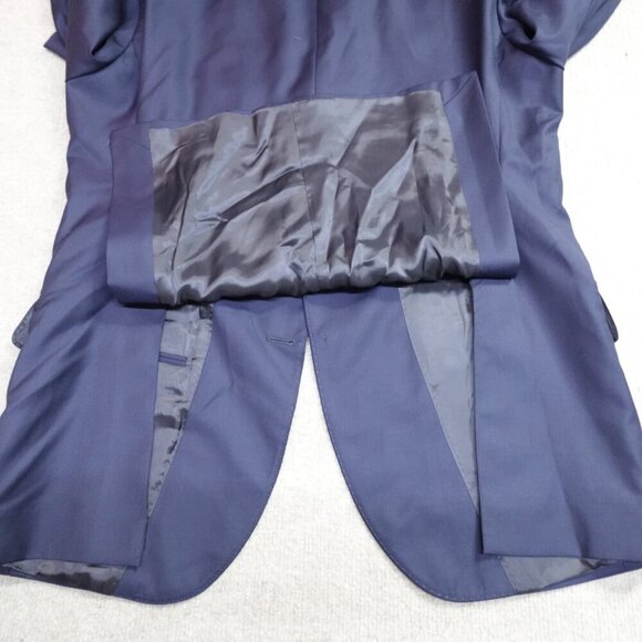 Pini Parma Suit 41R Pants 34 x 32 Blue Solid Wool Unstructured - Picture 13 of 16